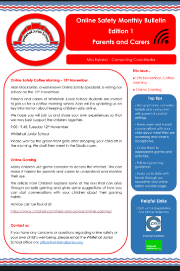 Small image of a sample online safety newsletter